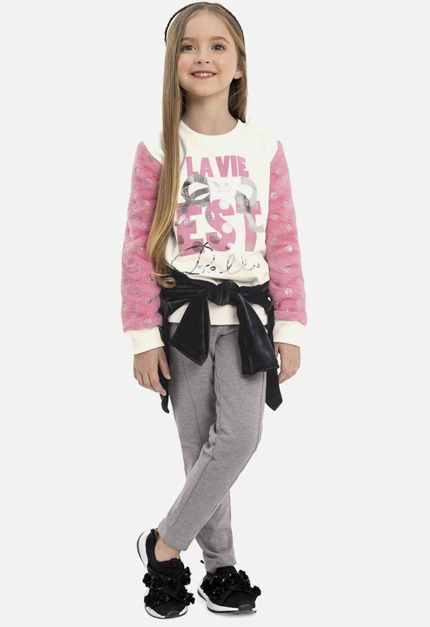 Quimby - Girls printed sweatshirt - pink & white