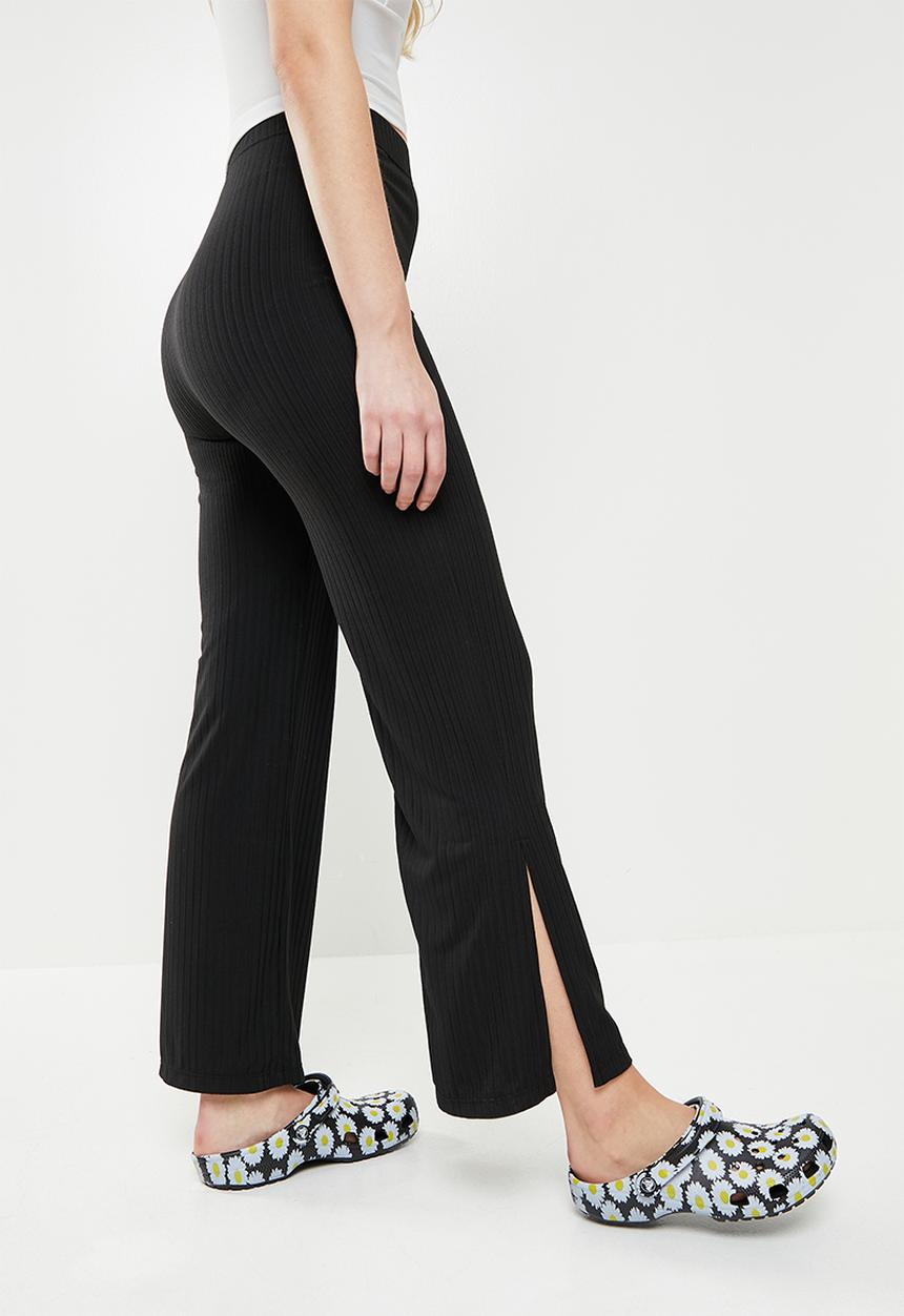 Blake - Side slit wide leg trouser - black 