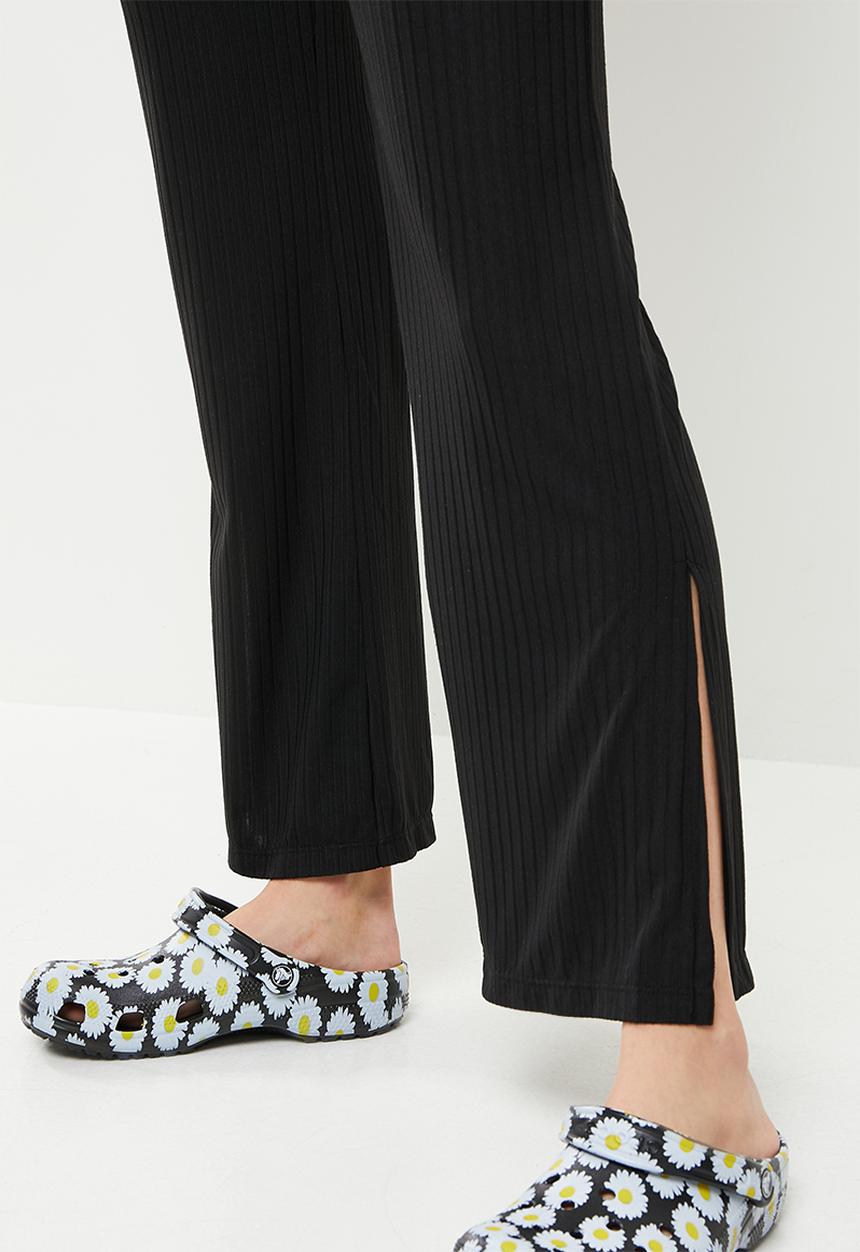 Blake - Side slit wide leg trouser - black 