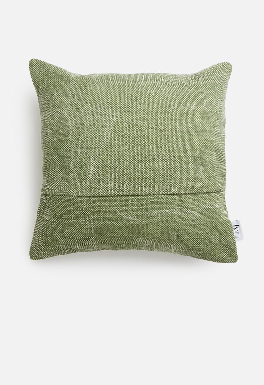 Sixth Floor - Stonewashed canvas cushion cover - moss