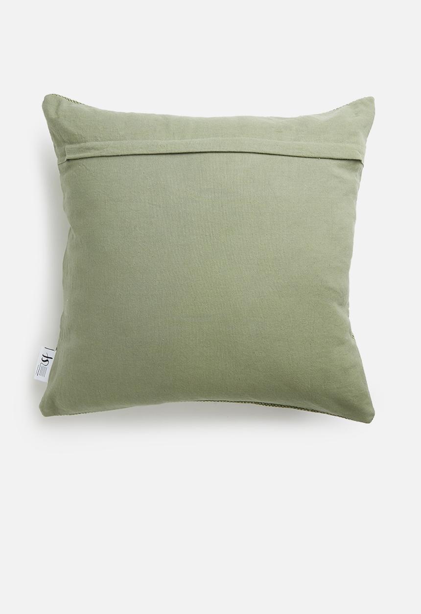 Sixth Floor - Stonewashed canvas cushion cover - moss