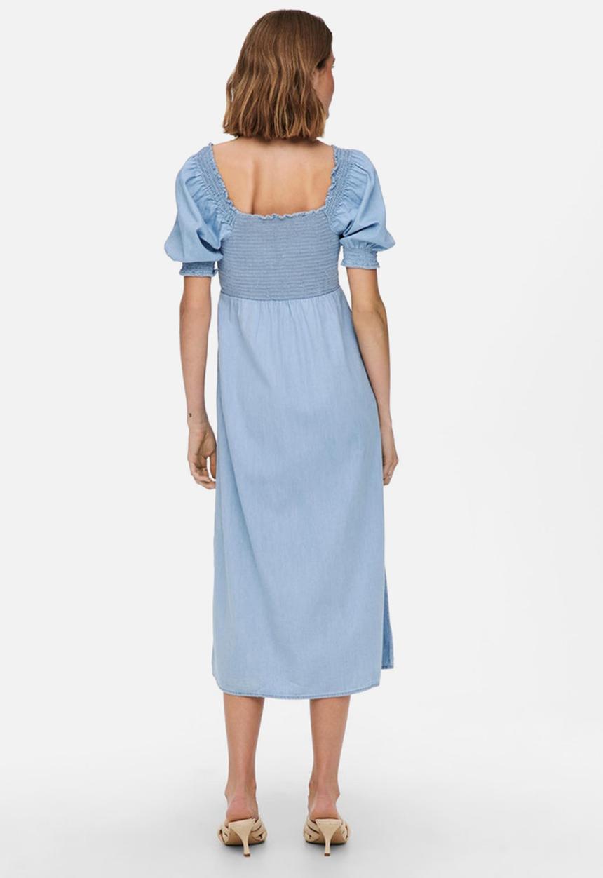 ONLY - June life short sleeve smock denim dress - light blue denim