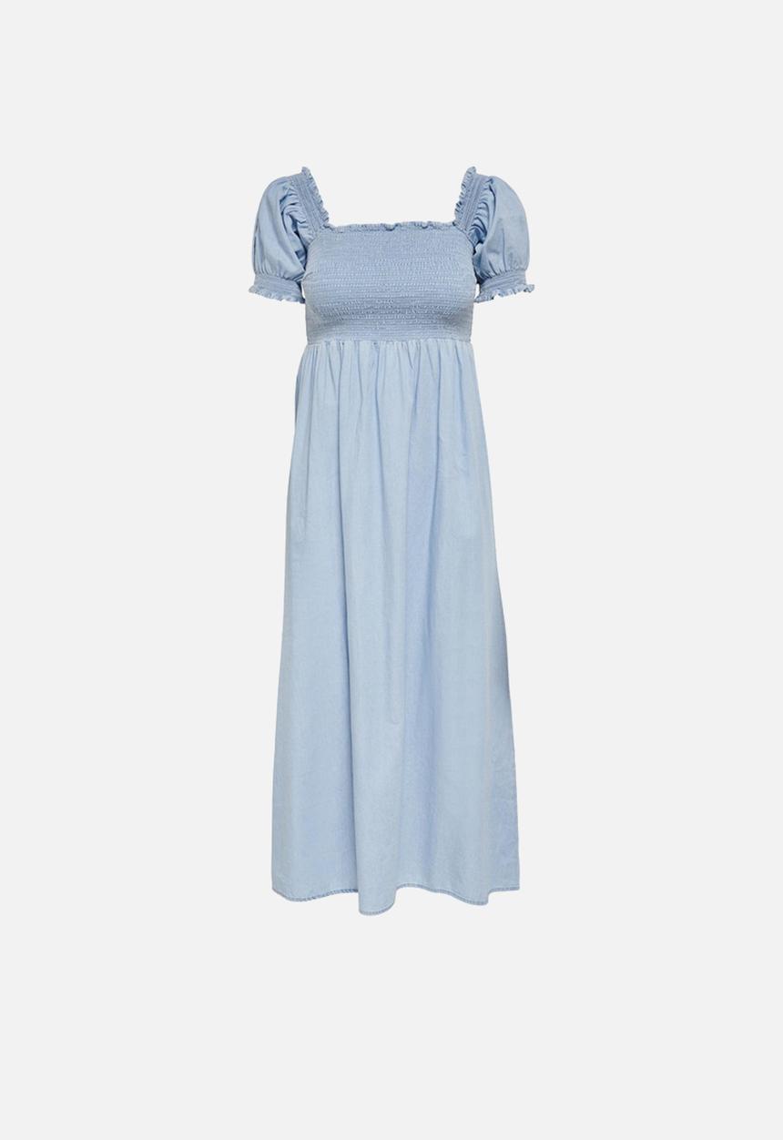 ONLY - June life short sleeve smock denim dress - light blue denim