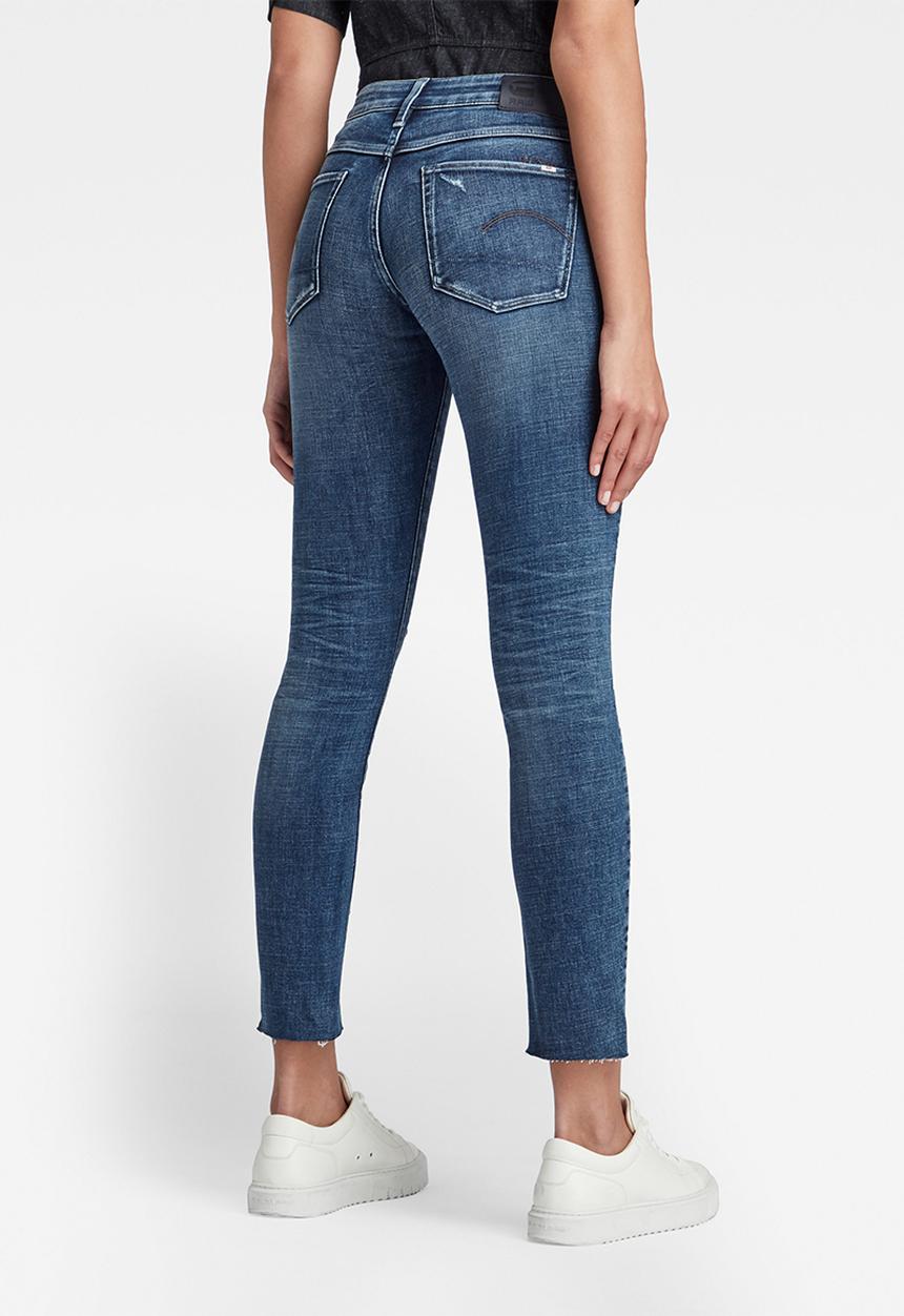 G-STAR - 3301 Mid skinny ankle - faded ripped baltic sea