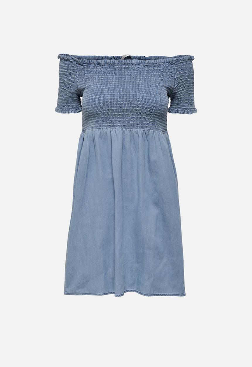 ONLY - Cora life short sleeve smock denim dress - medium blue denim