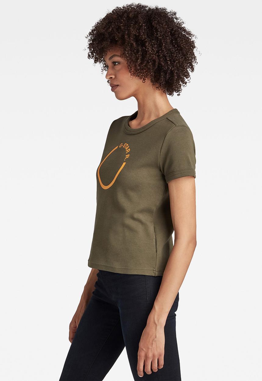 G-STAR - Front logo cropped slim tee - dk bronze green