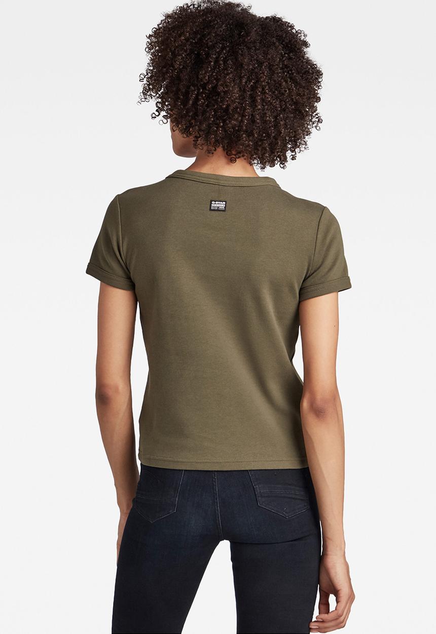 G-STAR - Front logo cropped slim tee - dk bronze green