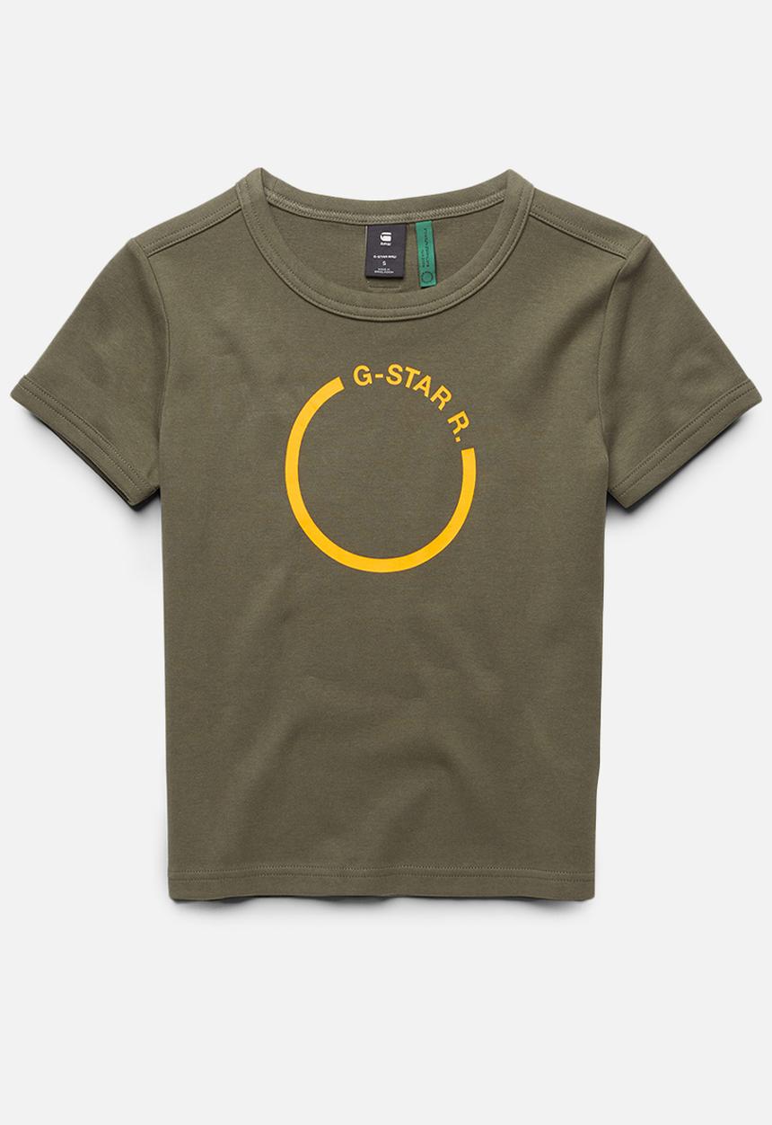 G-STAR - Front logo cropped slim tee - dk bronze green