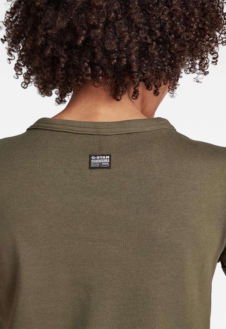 G-STAR - Front logo cropped slim tee - dk bronze green