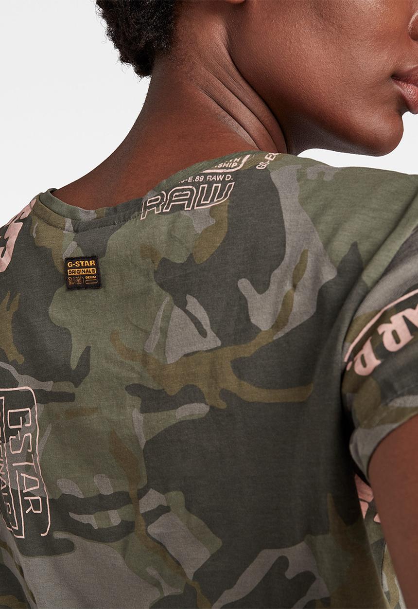 G-STAR - Camo type print v-neck tee - gs grey type pink face camo