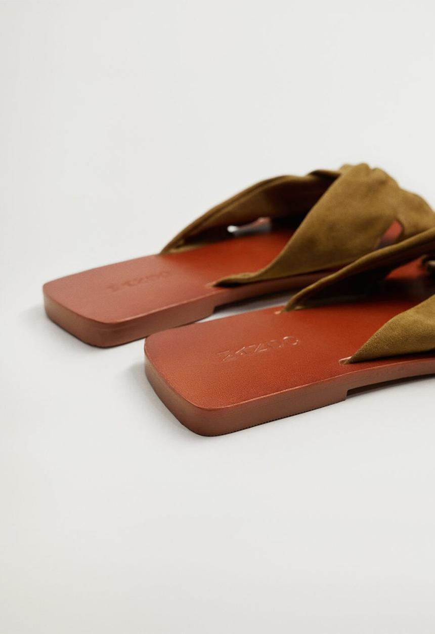 MANGO - Cross suede slide - beige / khaki