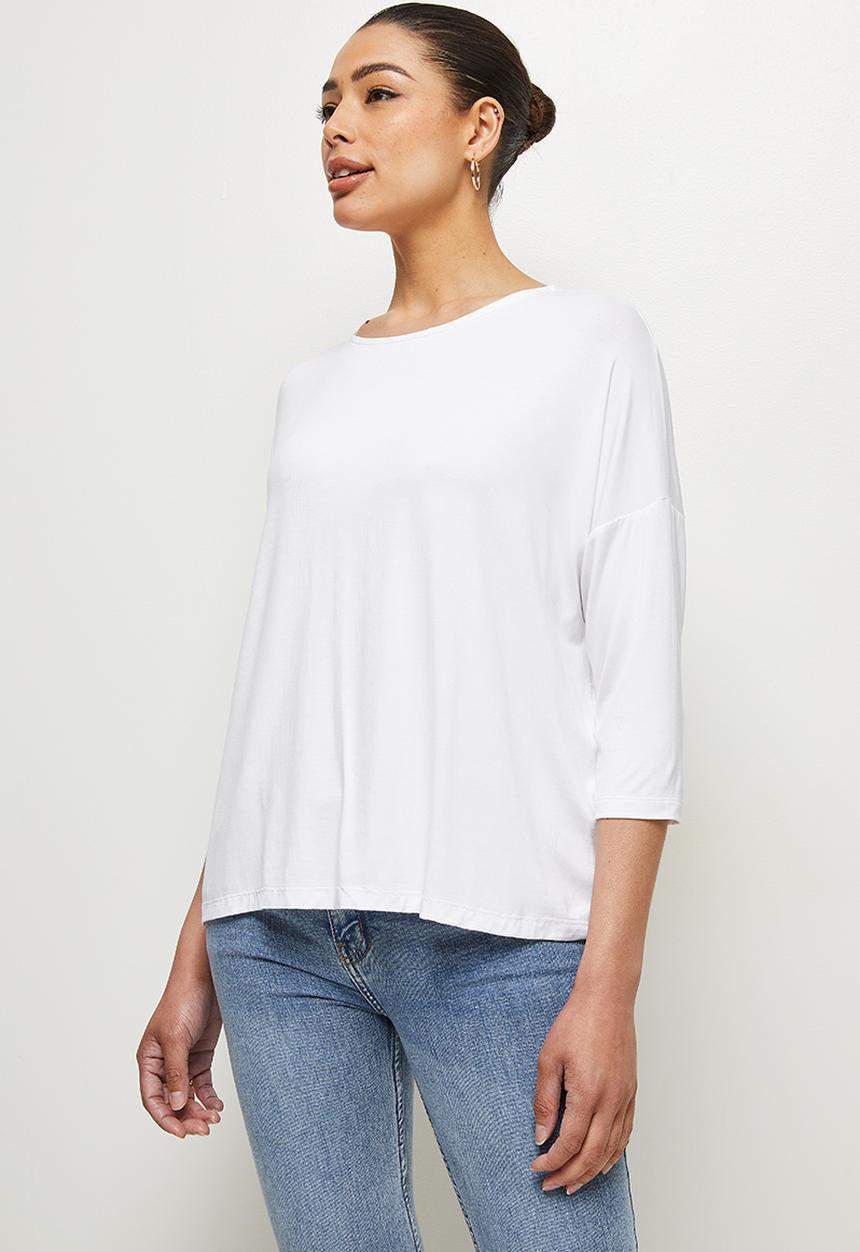 edit - Bamboo boxy tee - white