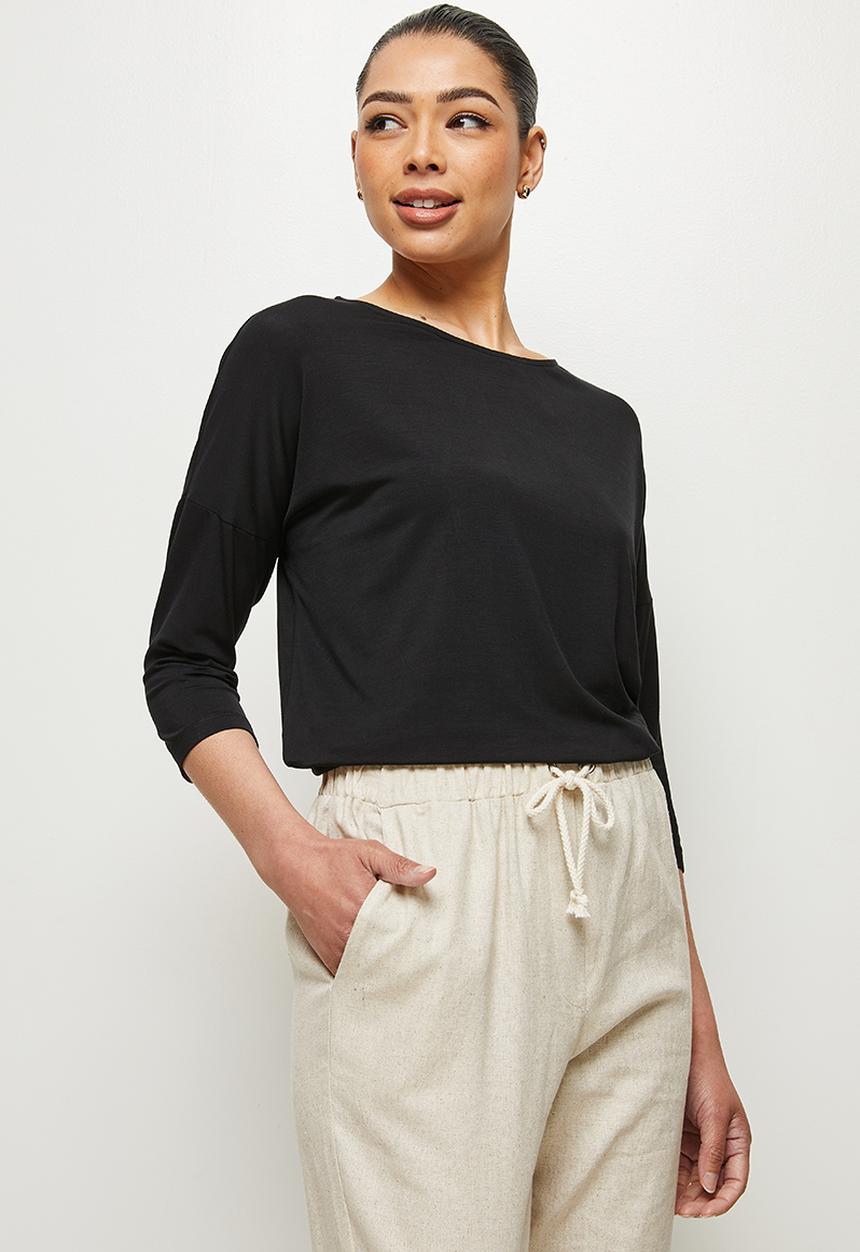 edit - Bamboo boxy tee - black