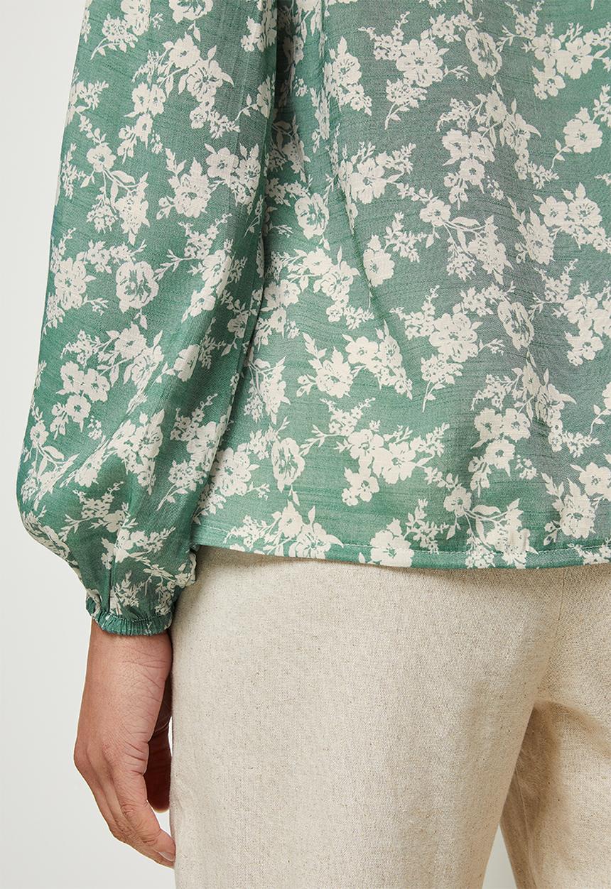 edit - Long sleeve vneck shell - sage floral