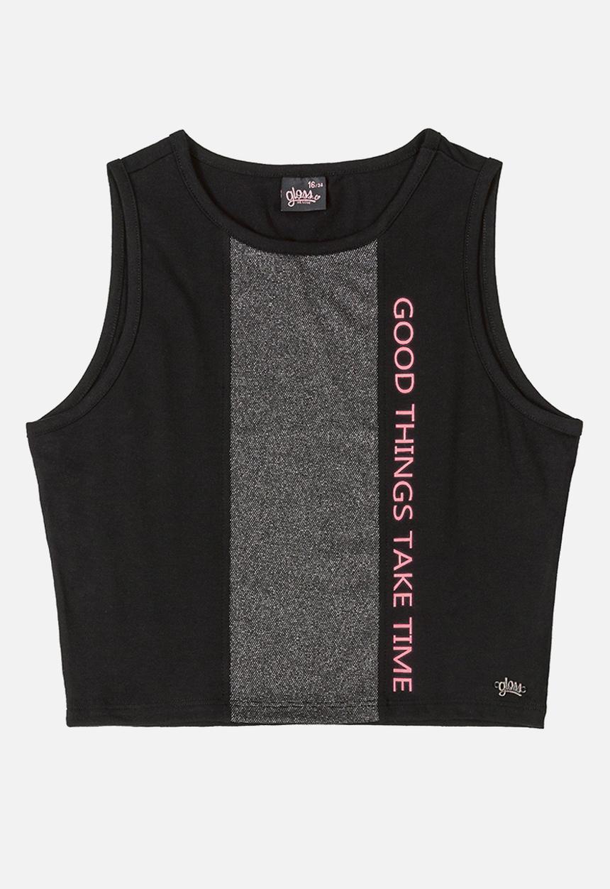 Gloss - Girls sleeveless crop top - black