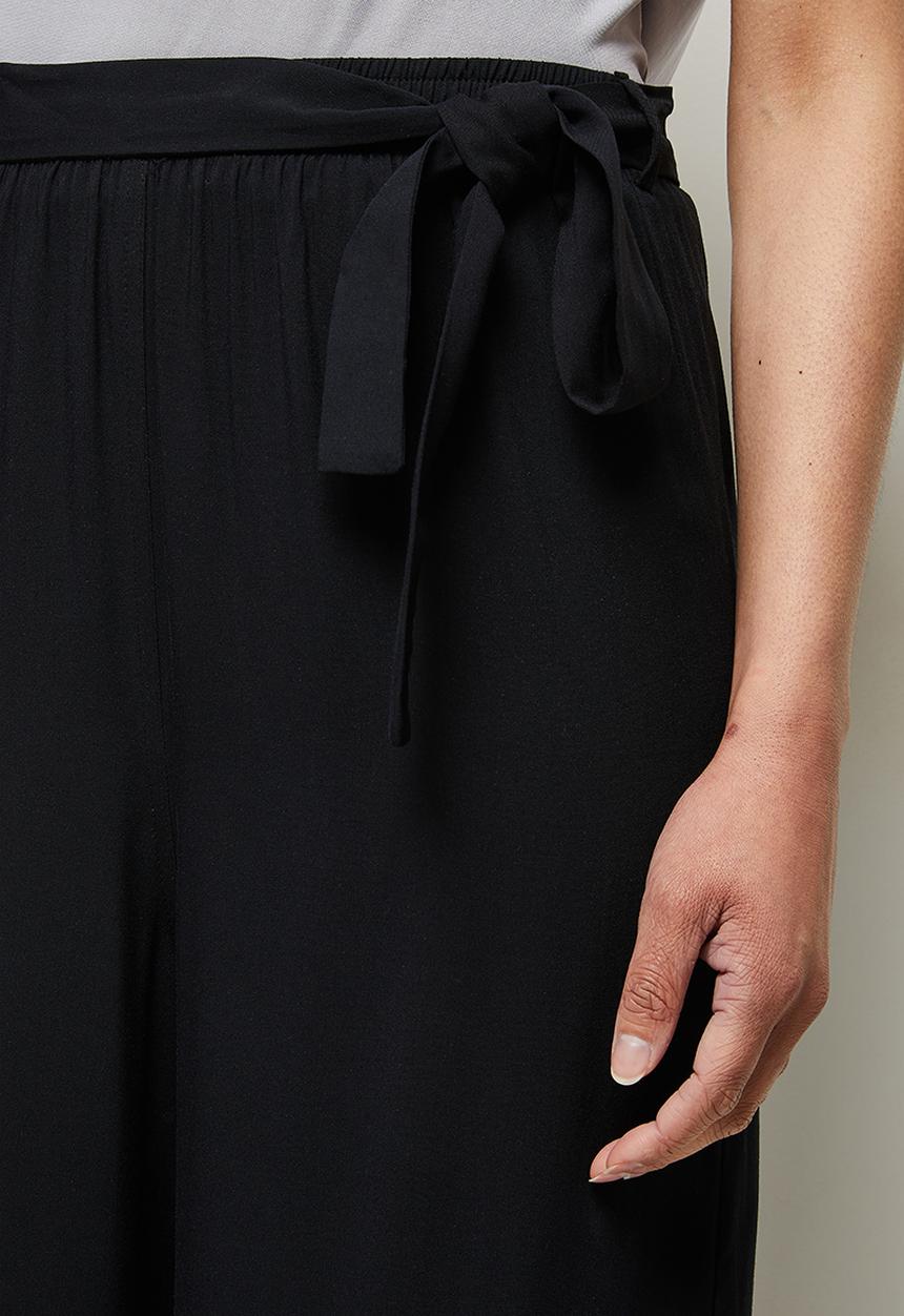 edit - Texture belted wide leg pant - black