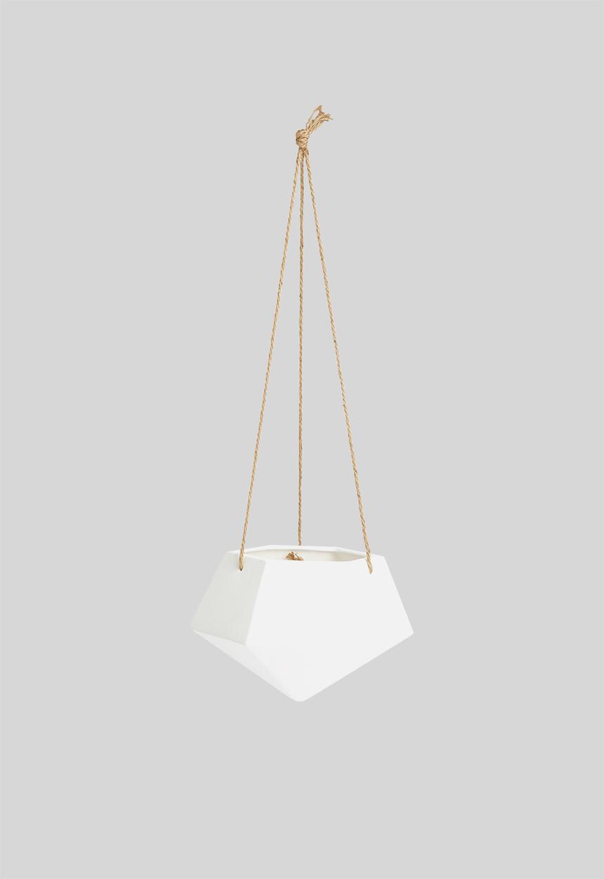 Grey Gardens - Diamond shape hanging planter - white