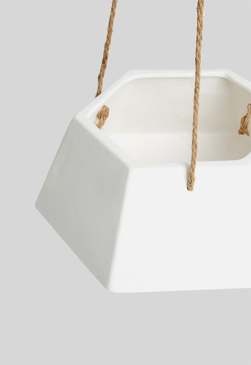 Grey Gardens - Diamond shape hanging planter - white