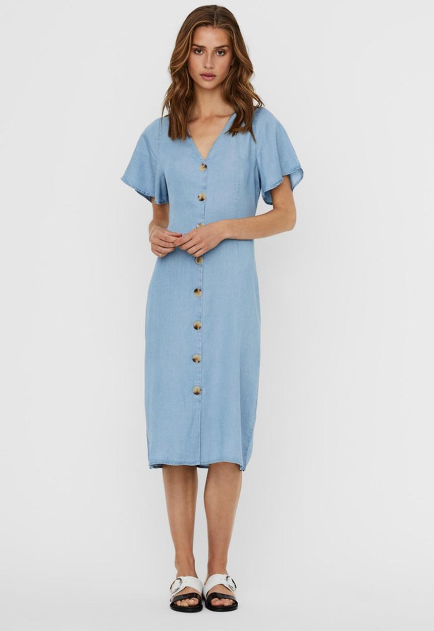 Vero Moda - Viviana short sleeve calf dress - light blue 
