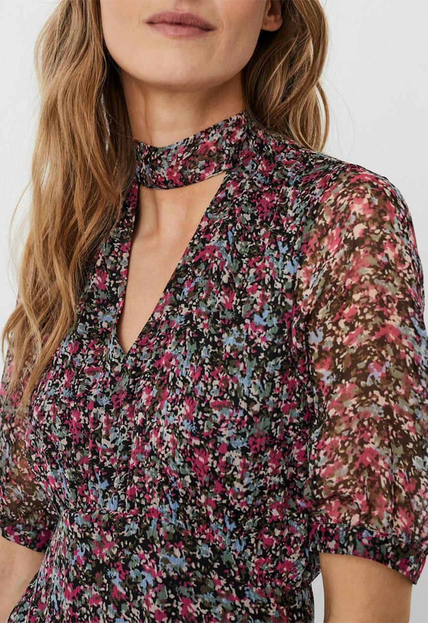 Vero Moda - Kay short sleeve ankle dress - pink peacock ditsy
