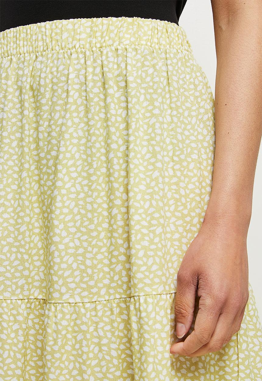 MILLA - Tiered maxi skirt - lime & white