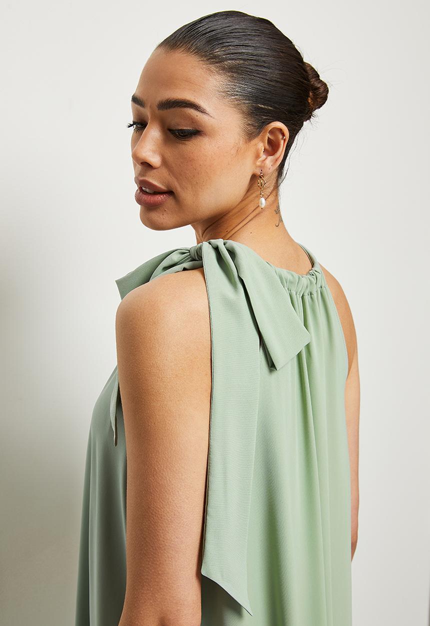 MILLA - Halter trapeze maxi with tie - green 