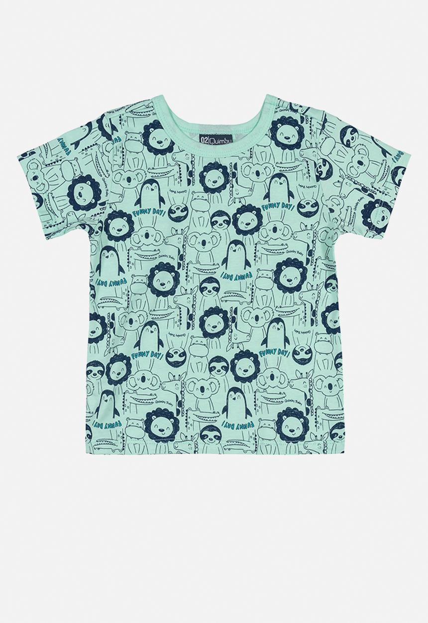 Quimby - Baby boys tee & dungaree set - dark blue
