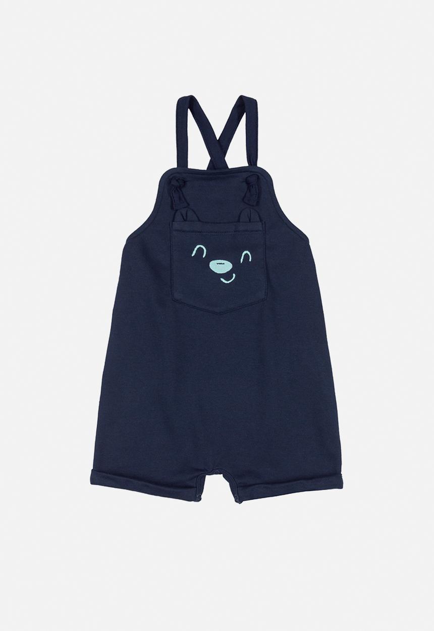 Quimby - Baby boys tee & dungaree set - dark blue