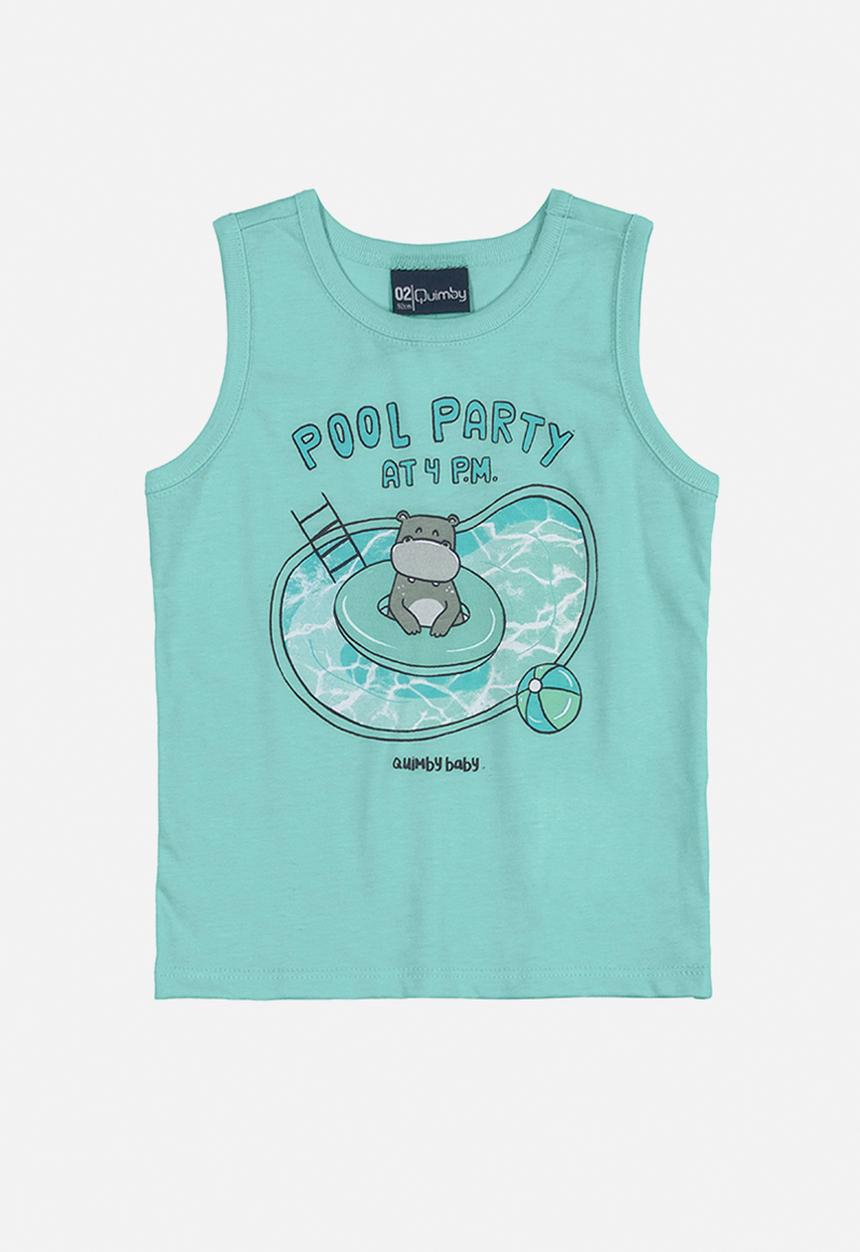 Quimby - Pool party tank top & shorts set - light green & navy 