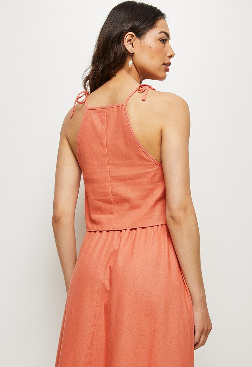 MILLA - Halter cropped top with ties - orange 
