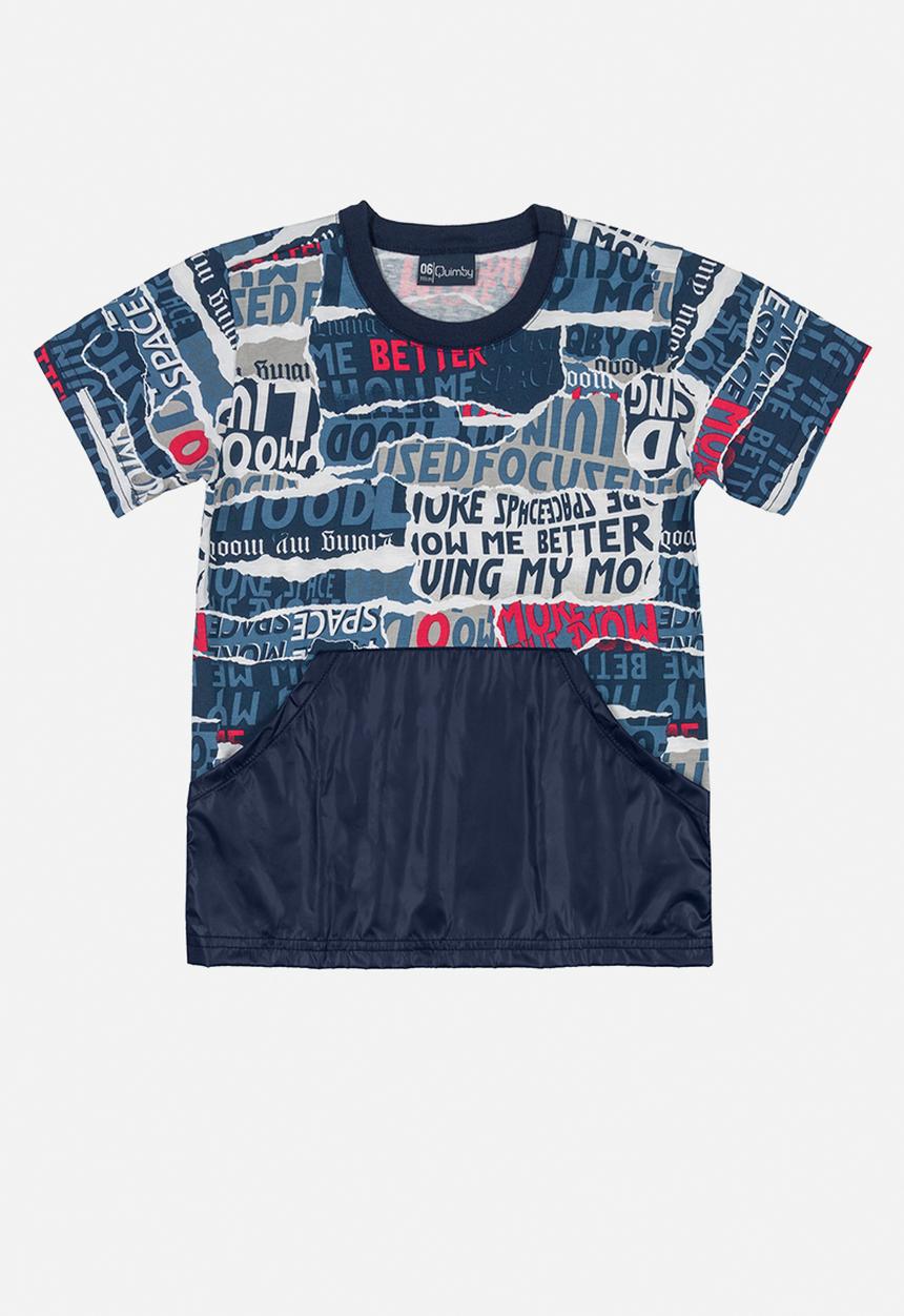 Quimby - Tee with woven detail & shorts set - blue