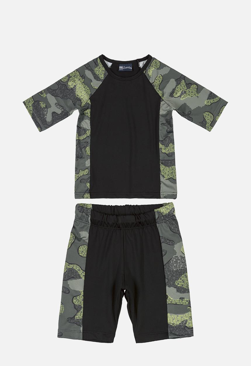 Quimby - T-shirt & bermuda swimset - black