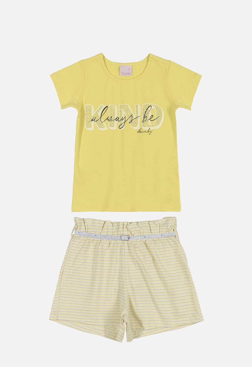 Quimby - Be kind tee & shorts set - yellow
