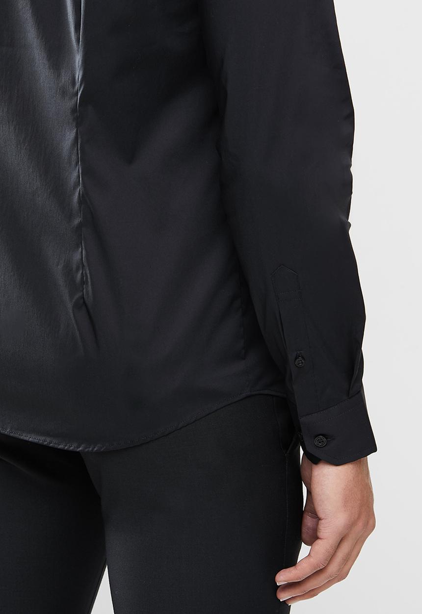 POLO - Christian slim fit long sleeve shirt - black