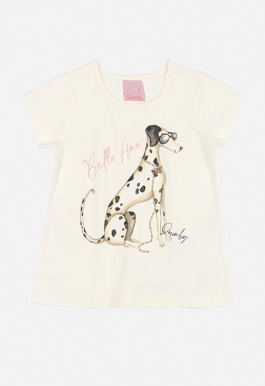 Quimby - Baby printed tee & shorts set - off white & pink