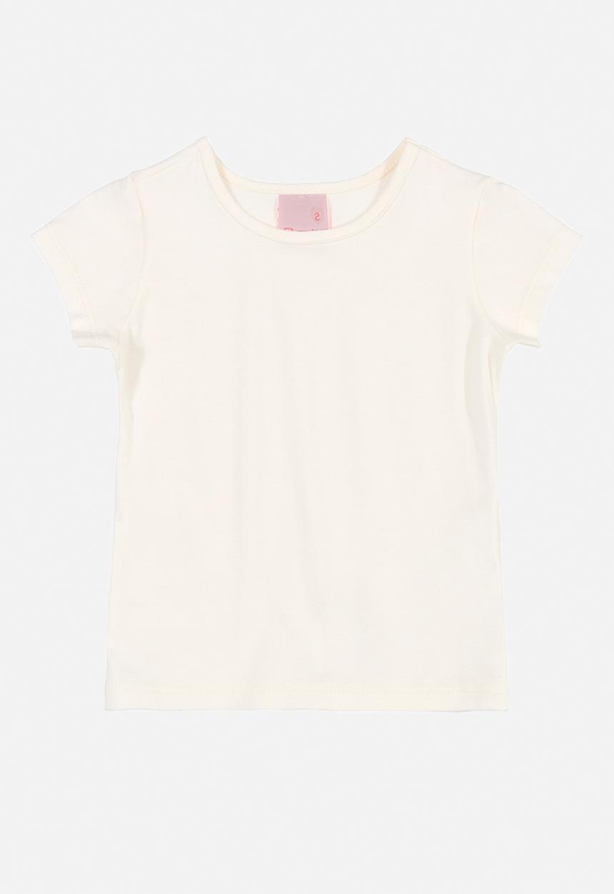 Quimby - Baby printed pinafore & tee set - off white & pink 