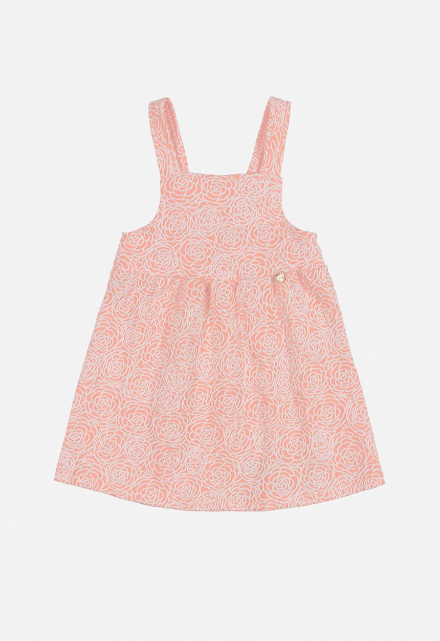 Quimby - Baby printed pinafore & tee set - off white & pink 