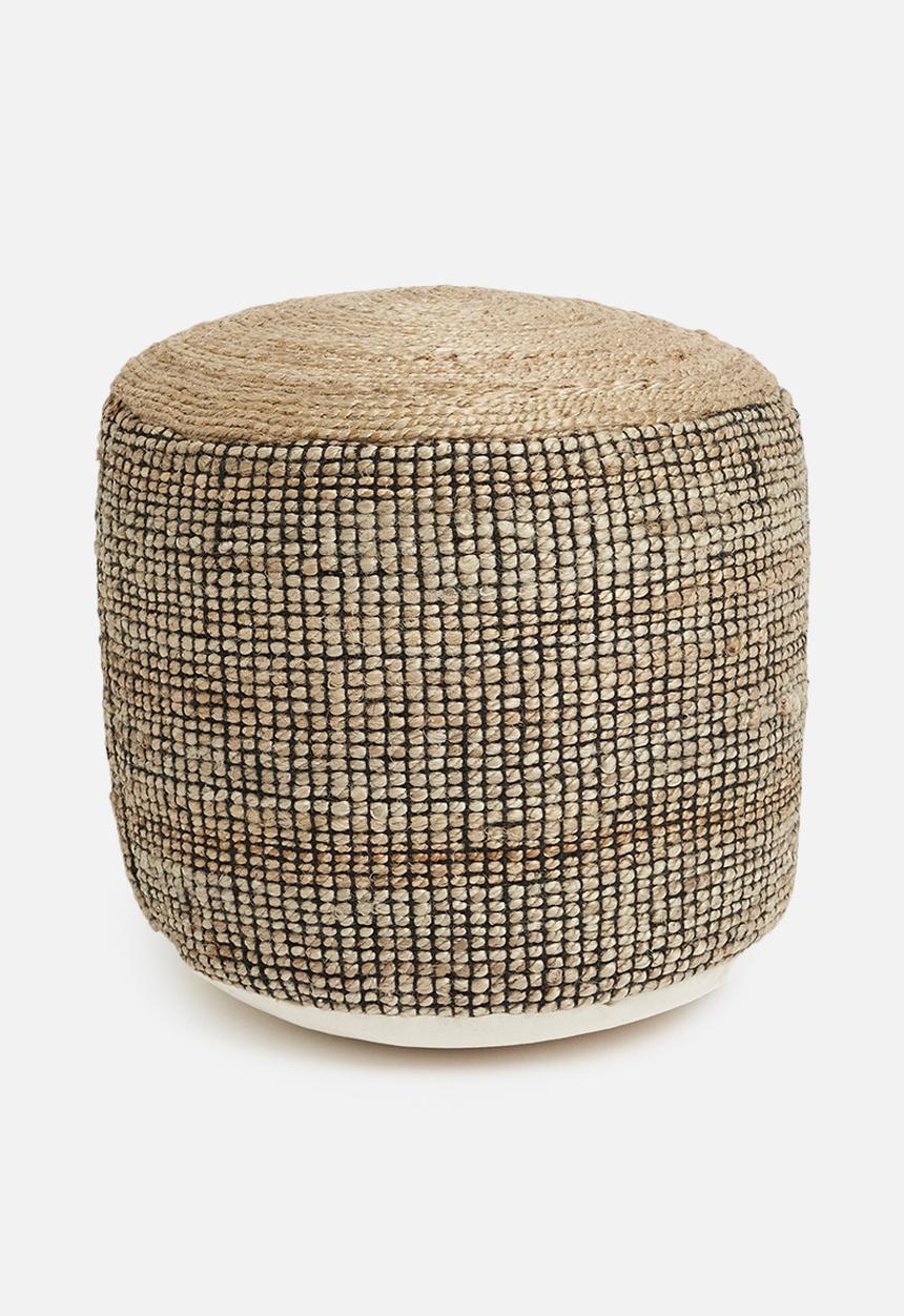 Sixth Floor - Braided ottoman - black