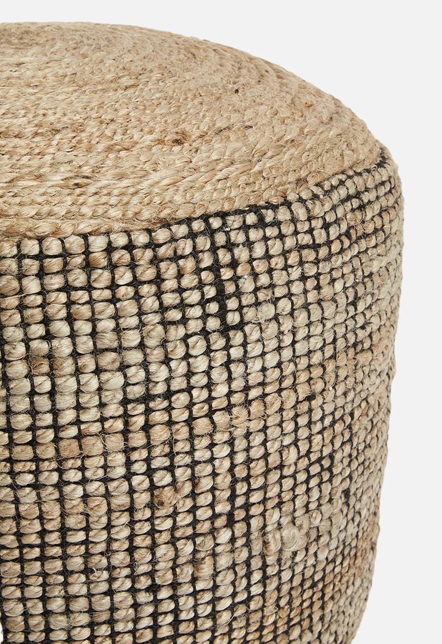 Sixth Floor - Braided ottoman - black