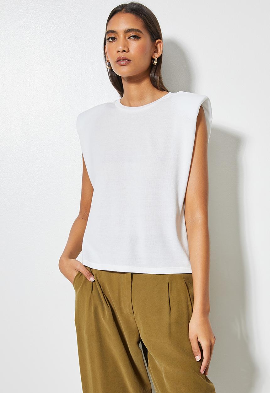 VELVET - Soft touch muscle tee - off white 
