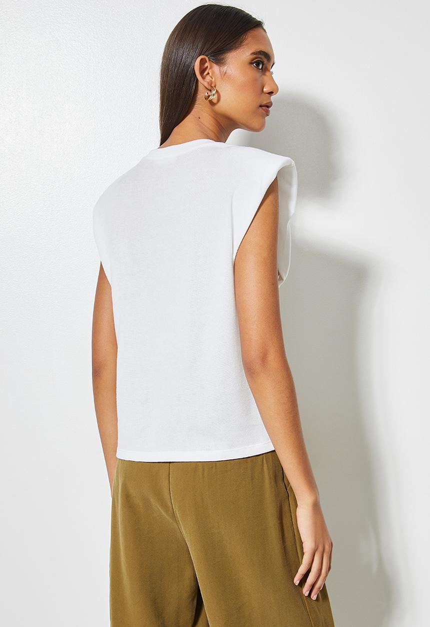 VELVET - Soft touch muscle tee - off white 