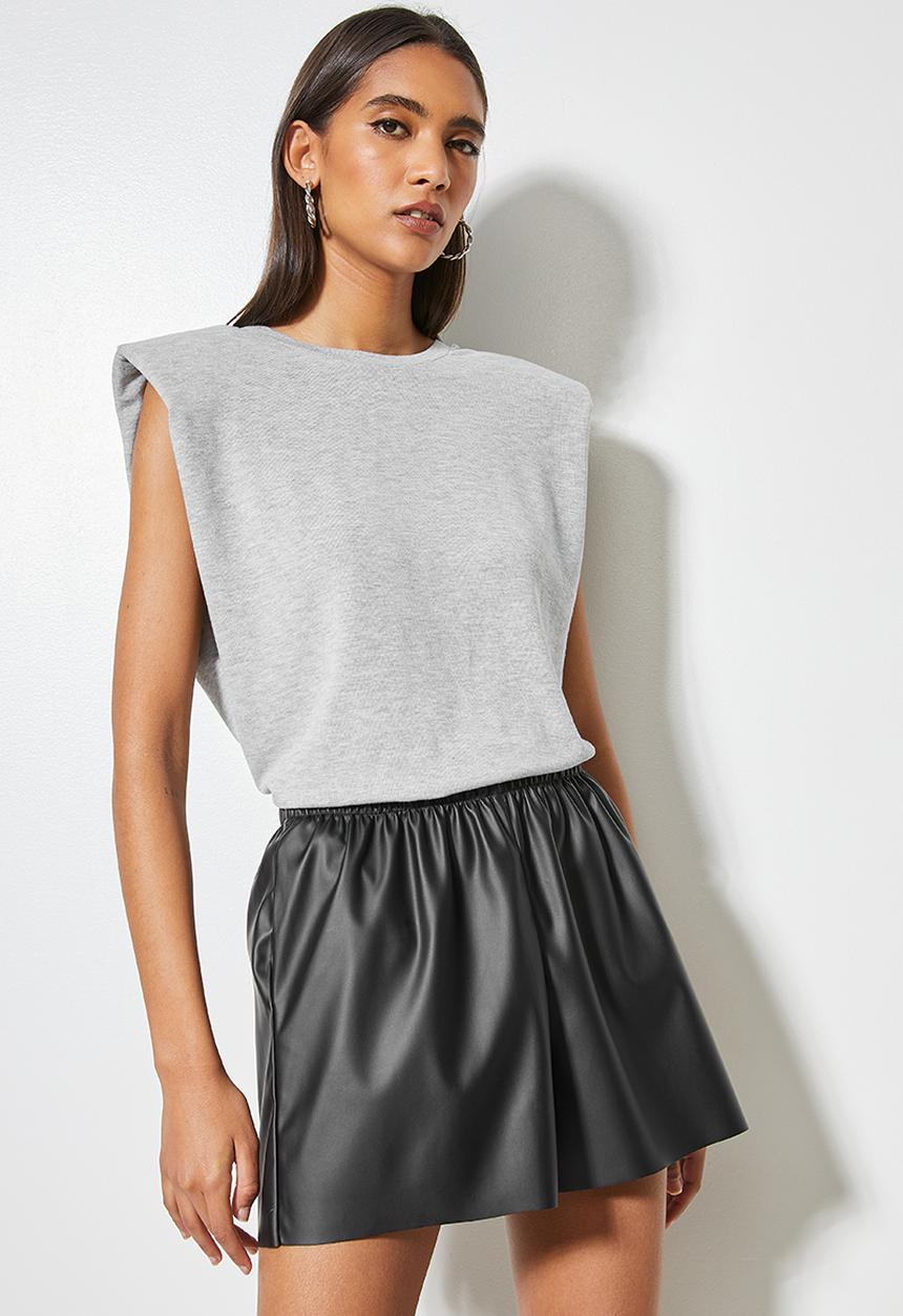 VELVET - Soft touch muscle tee - grey 