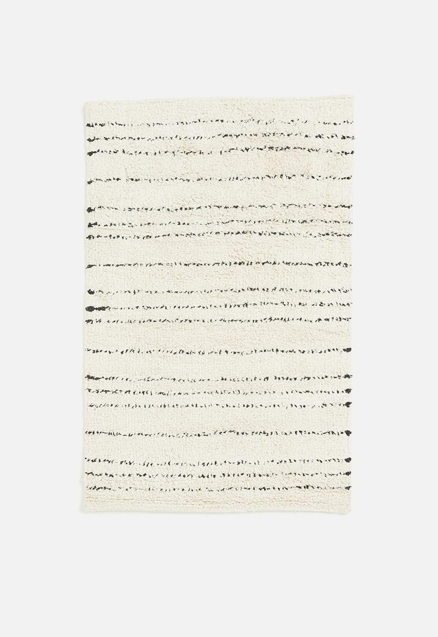 Sixth Floor - Striped cotton tufted bath mat - black