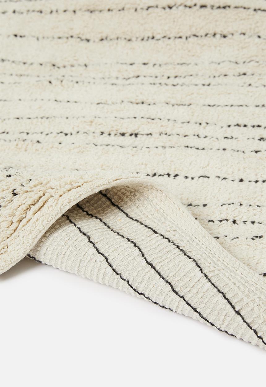 Sixth Floor - Striped cotton tufted bath mat - black