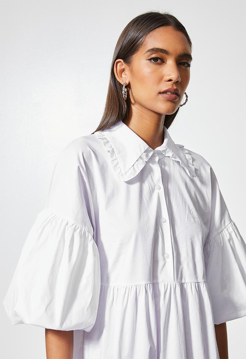 VELVET - Peter pan collar midi dress - white 