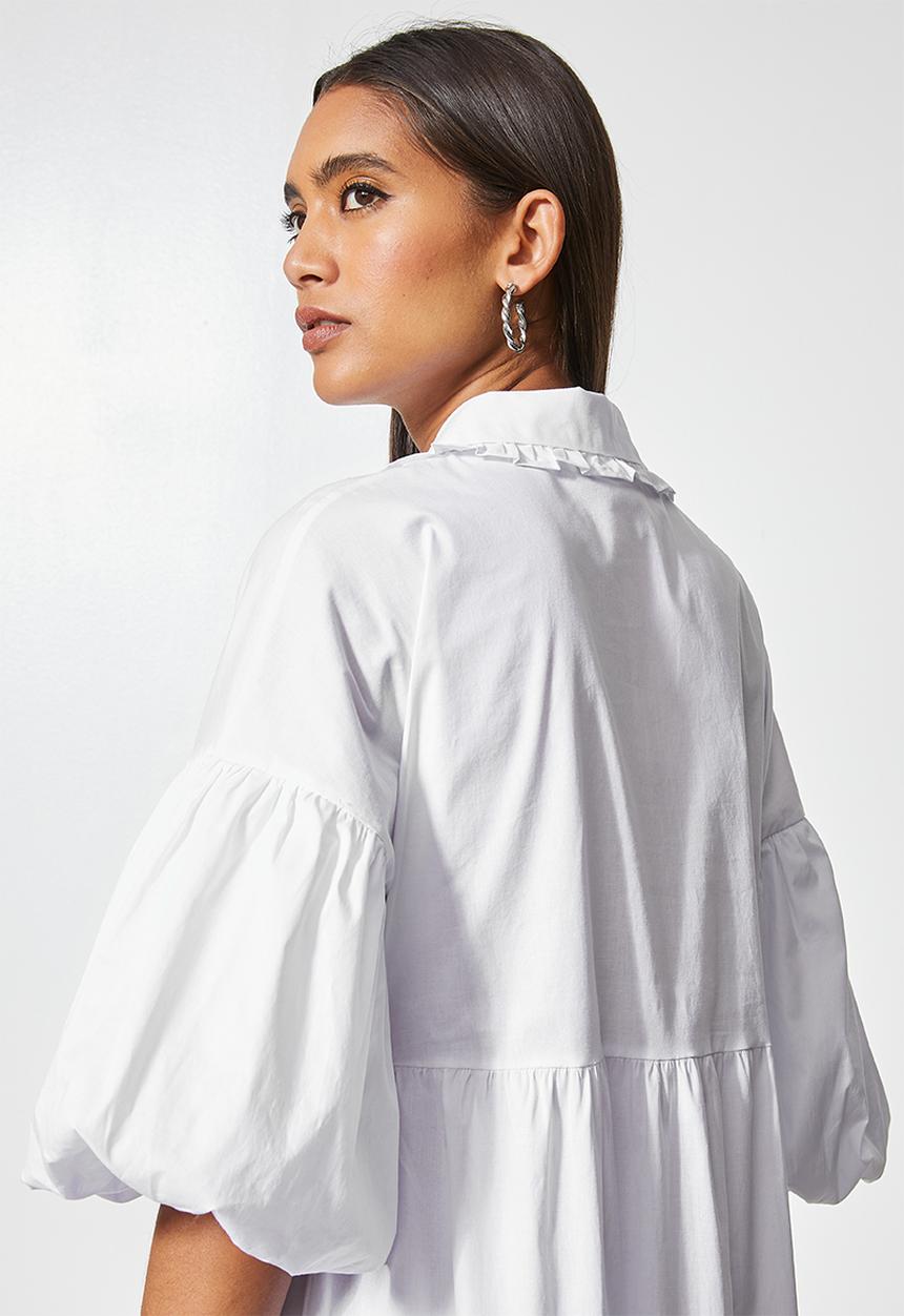 VELVET - Peter pan collar midi dress - white 