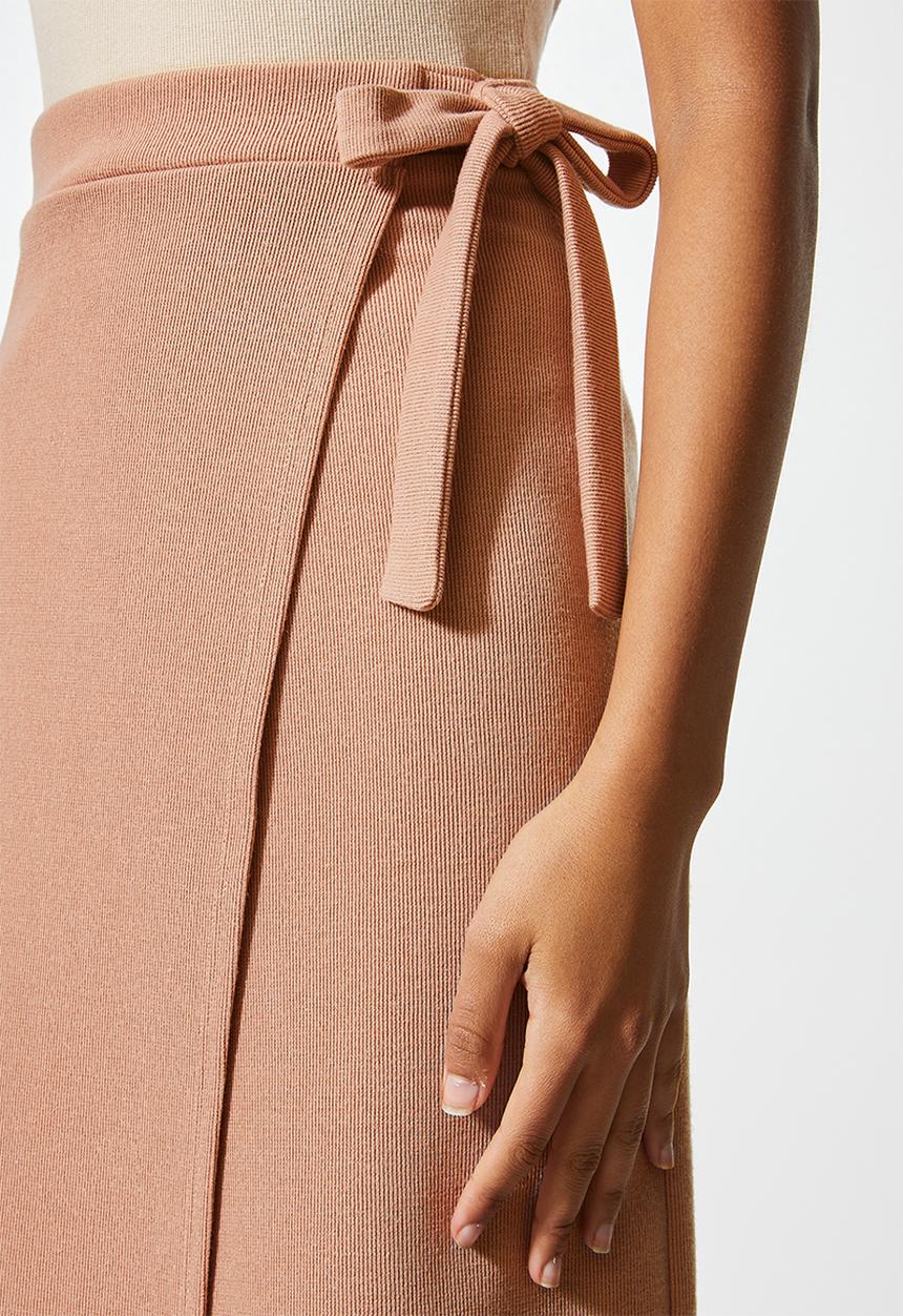 VELVET - Wrap slim knit skirt - neutral 