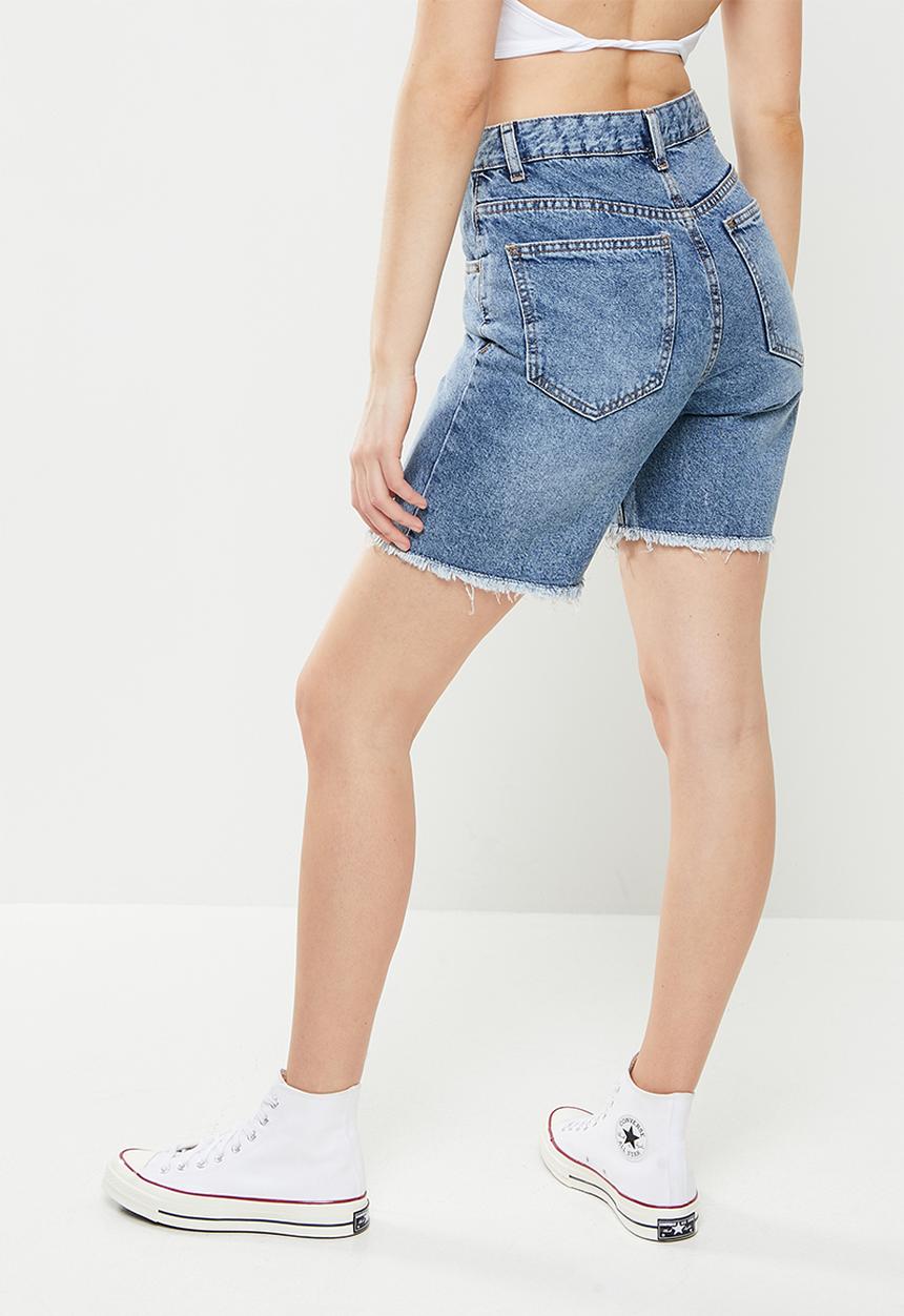 Cotton On - Straight denim bermuda short - blue
