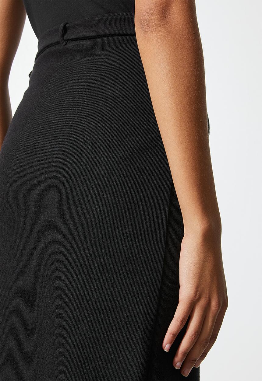 VELVET - Wrap slim knit skirt - black 