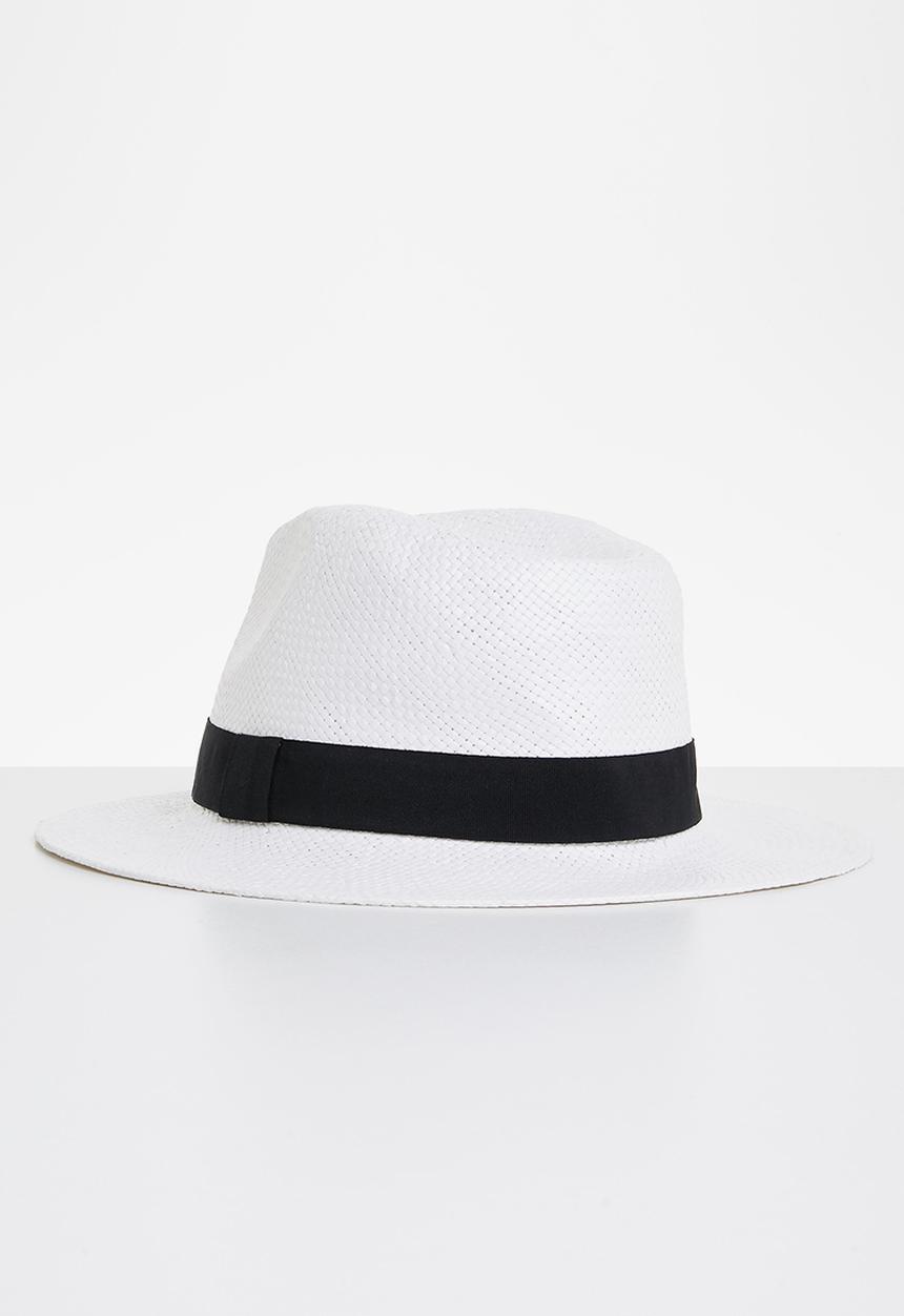 Superbalist - Black trim panama hat - white